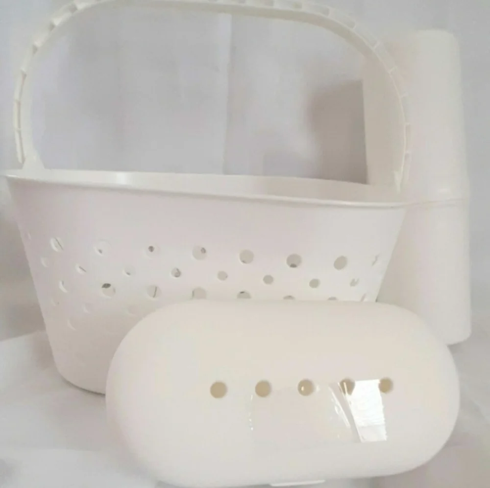 Shower Organizer Dorm Camping Caddy Set, 3pc White Plastic - Picture 2 of 2